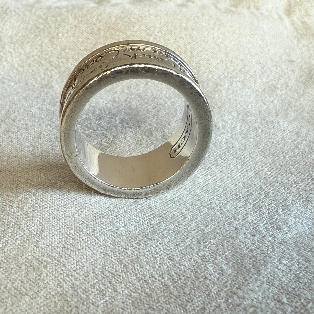 Vintage 925 Sterling silver Coach ring - print - handwriting - womens - 7.5 - 8 - Picture 2 of 8